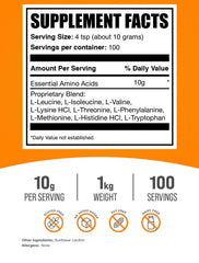 BulkSupplements EAA powder unflavored scoop shown for easy mixing
