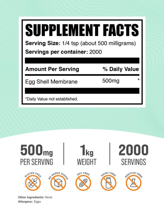 Egg Shell Membrane powder scoop showing easy daily mix into drinks