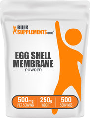 BulkSupplements eggshell-membrane powder bottle for easy daily use, dairy-free option.