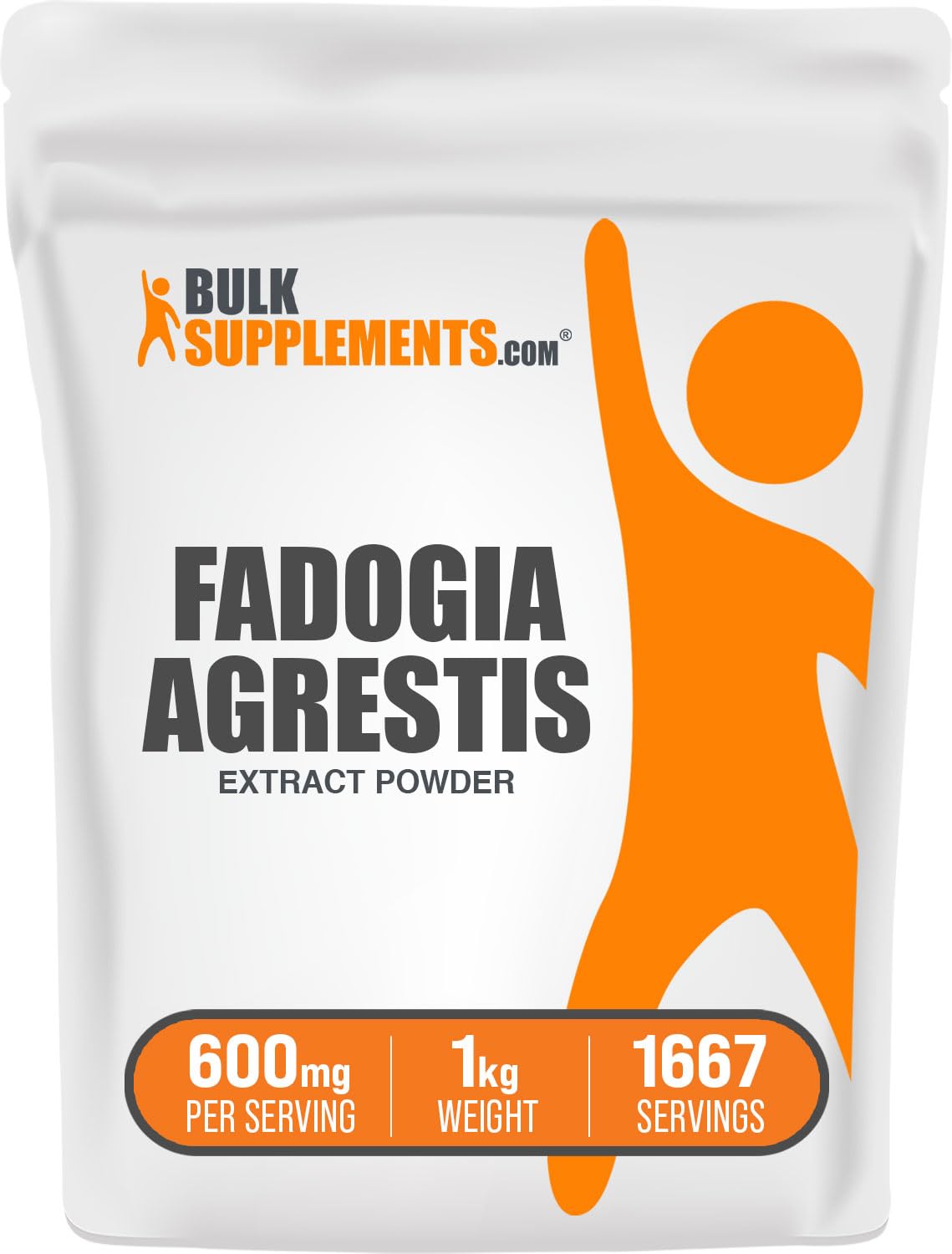 BulkSupplements Fadogia Agrestis extract powder in a jar, ready for daily energy support.