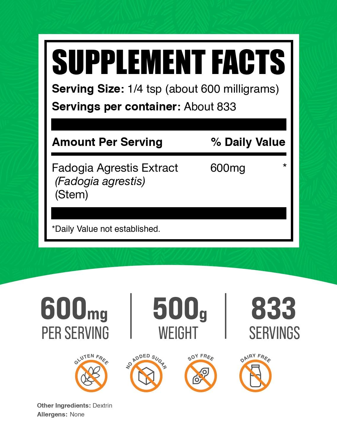 BulkSupplements Fadogia Agrestis powder with scoop for easy daily measurement
