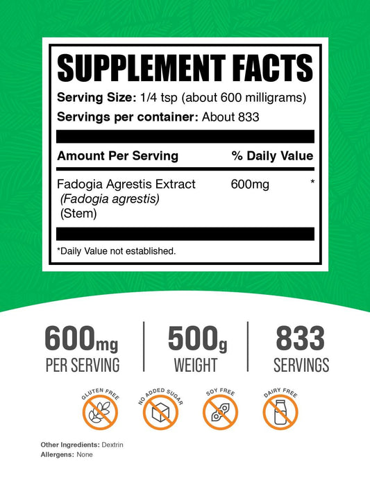 BulkSupplements Fadogia Agrestis powder with scoop for easy daily measurement