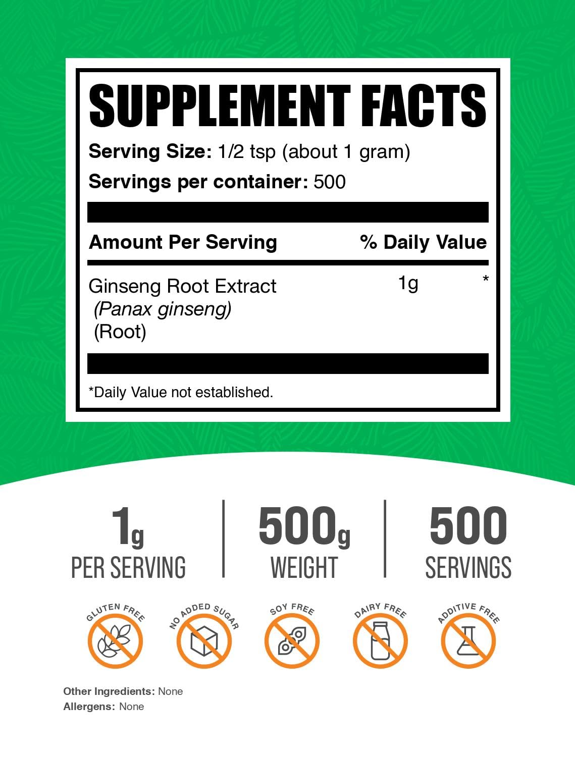 BulkSupplements Ginseng Root Extract Powder pouring into a scoop for easy serving.