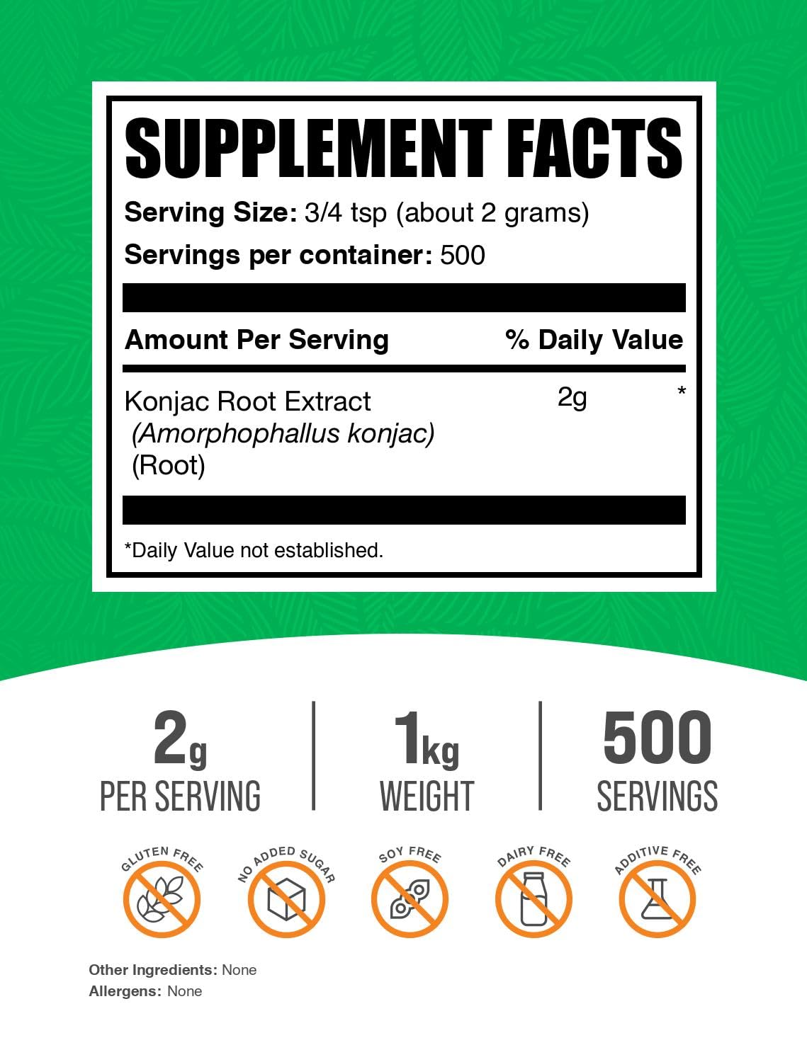 BulkSupplements Glucomannan Powder: Konjac root extract, gluten-free option for meal planning.