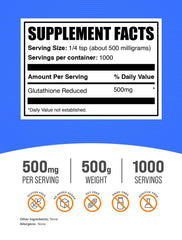 Glutathione Reduced Powder scoop showing convenient dosing for smoothies.