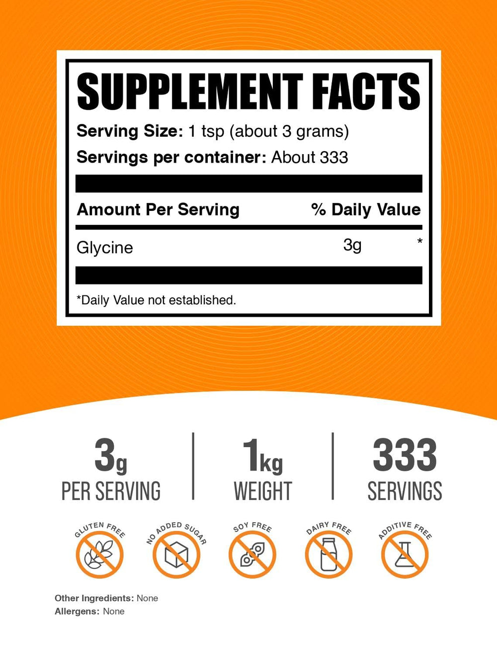BulkSupplements Glycine Powder scoop demonstrates precise dosing for shakes and beverages