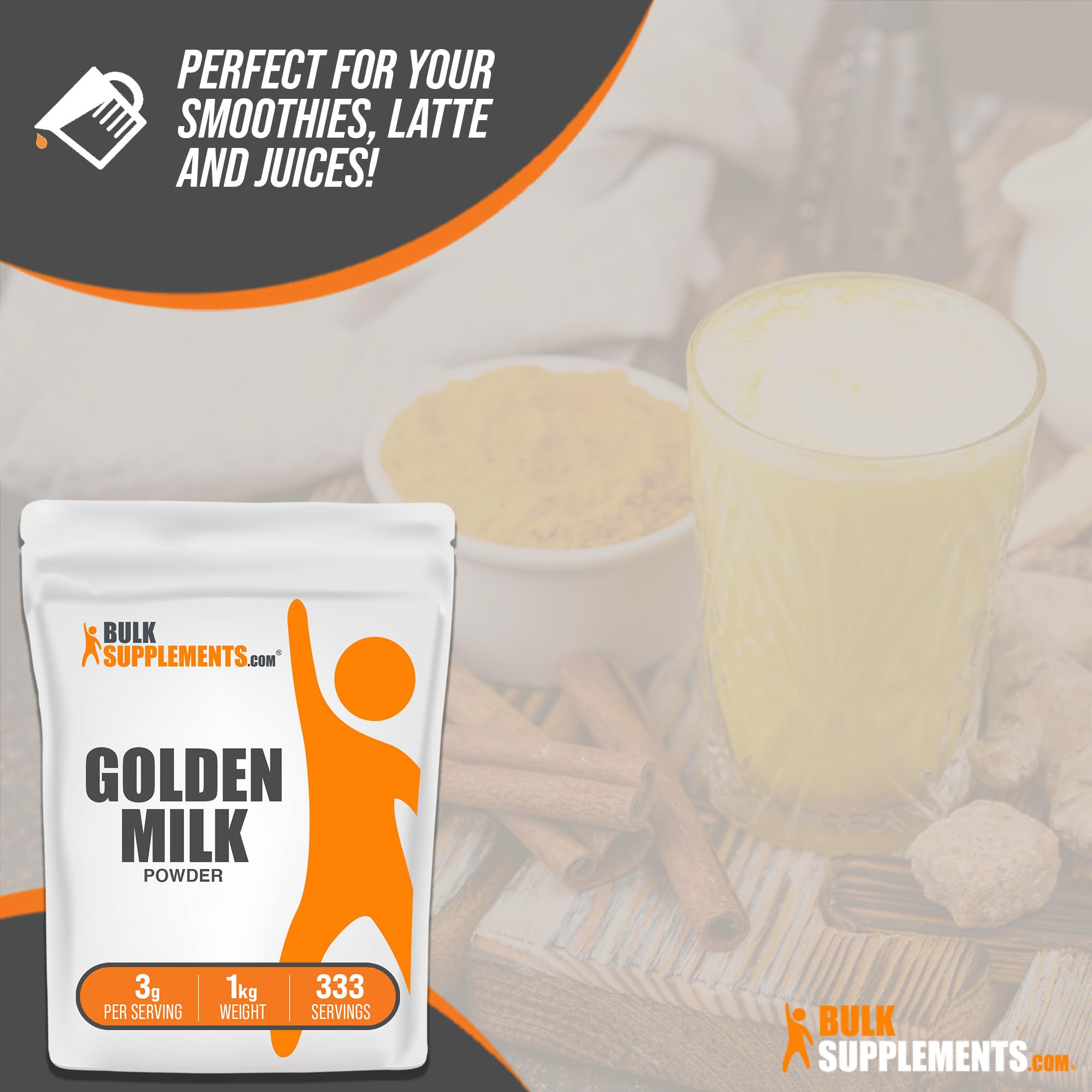 BulkSupplements Golden Milk Powder dissolving into warm milk