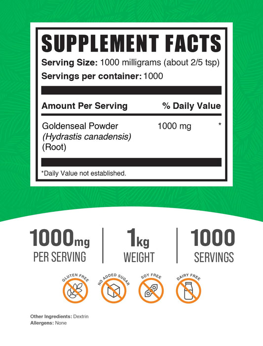 BulkSupplements Goldenseal powder in a bowl demonstrates versatile, convenient integration into routines