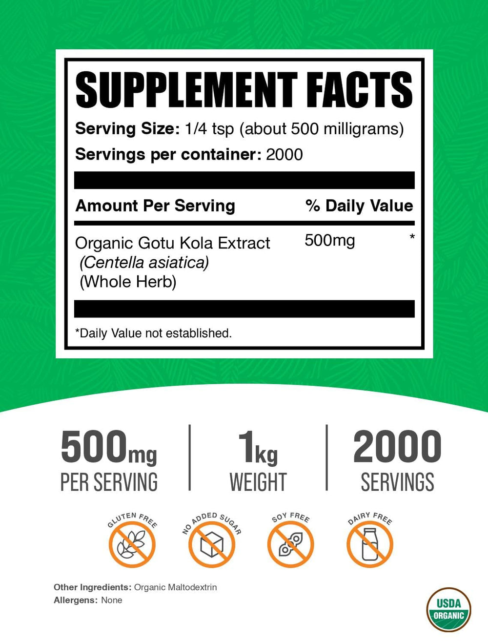 Gotu Kola extract powder with scoop for easy measurement