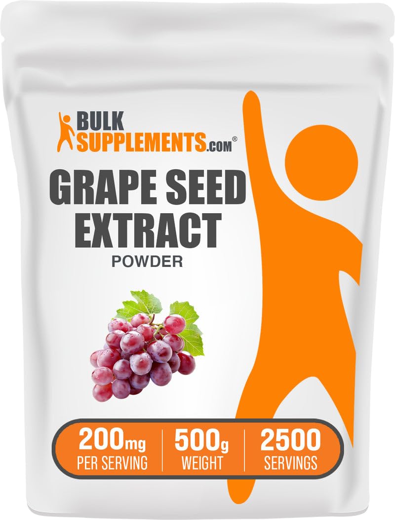 BulkSupplements Grape Seed Extract powder 500g container, ideal for daily antioxidant support.