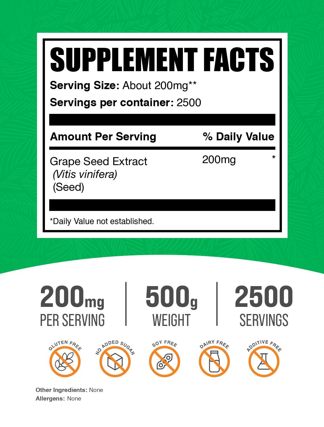 BulkSupplements grape seed extract powder with scoop enables easy, consistent servings.