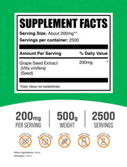 BulkSupplements grape seed extract powder with scoop enables easy, consistent servings.
