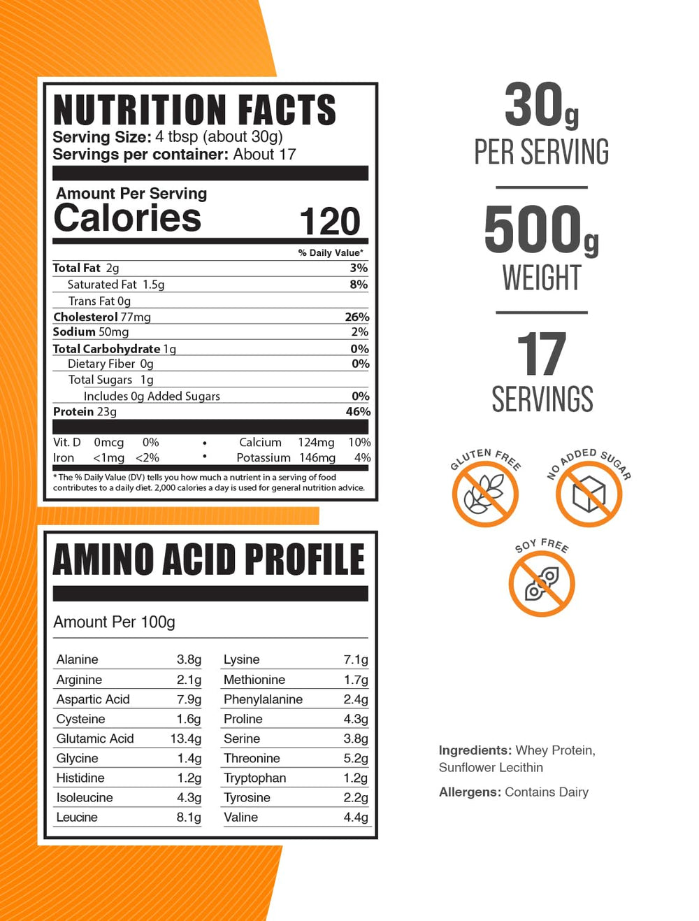  BulkSupplements Grass Fed Whey Protein scoop illustrating easy-serving 30 g portions