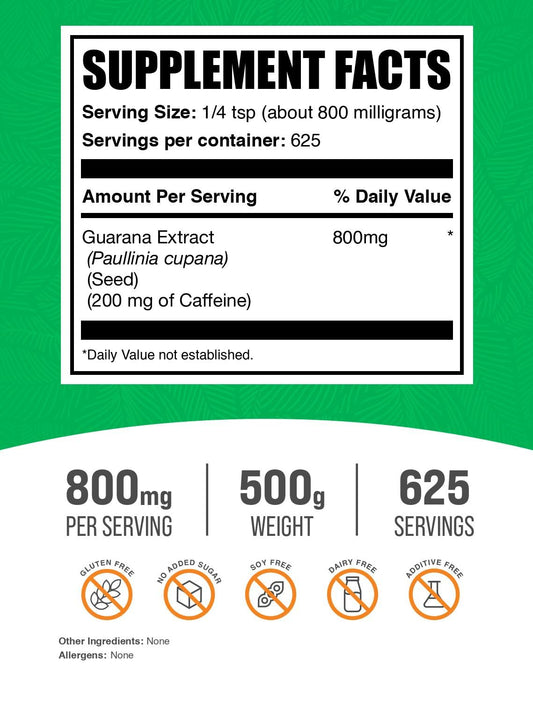 BulkSupplements Guarana Extract Powder being poured for quick, easy mixing