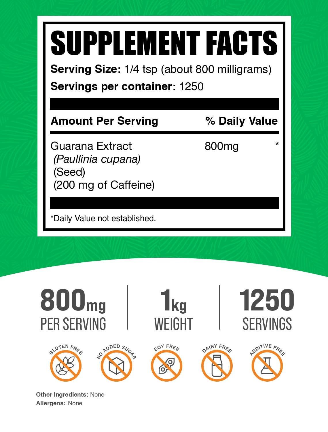 BulkSupplements Guarana Extract Powder scoop for precise serving measurements.