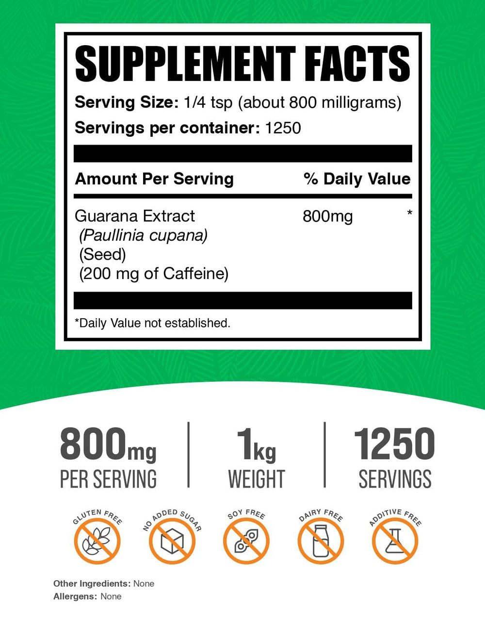 BulkSupplements Guarana Extract Powder scoop for precise serving measurements.