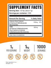 BulkSupplements HMB powder with measuring scoop enables precise 1g servings.