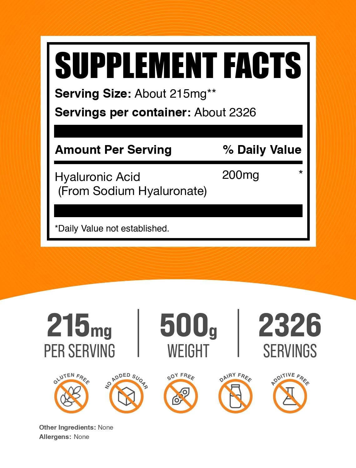 BulkSupplements Hyaluronic Acid Powder scoop: easy to measure for smoothies.