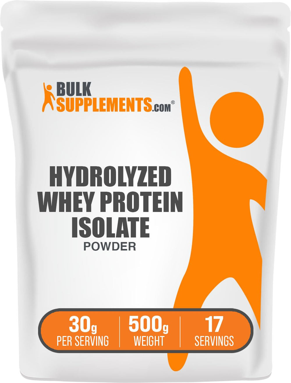 BulkSupplements hydrolyzed whey protein isolate bottle for post-workout protein support.