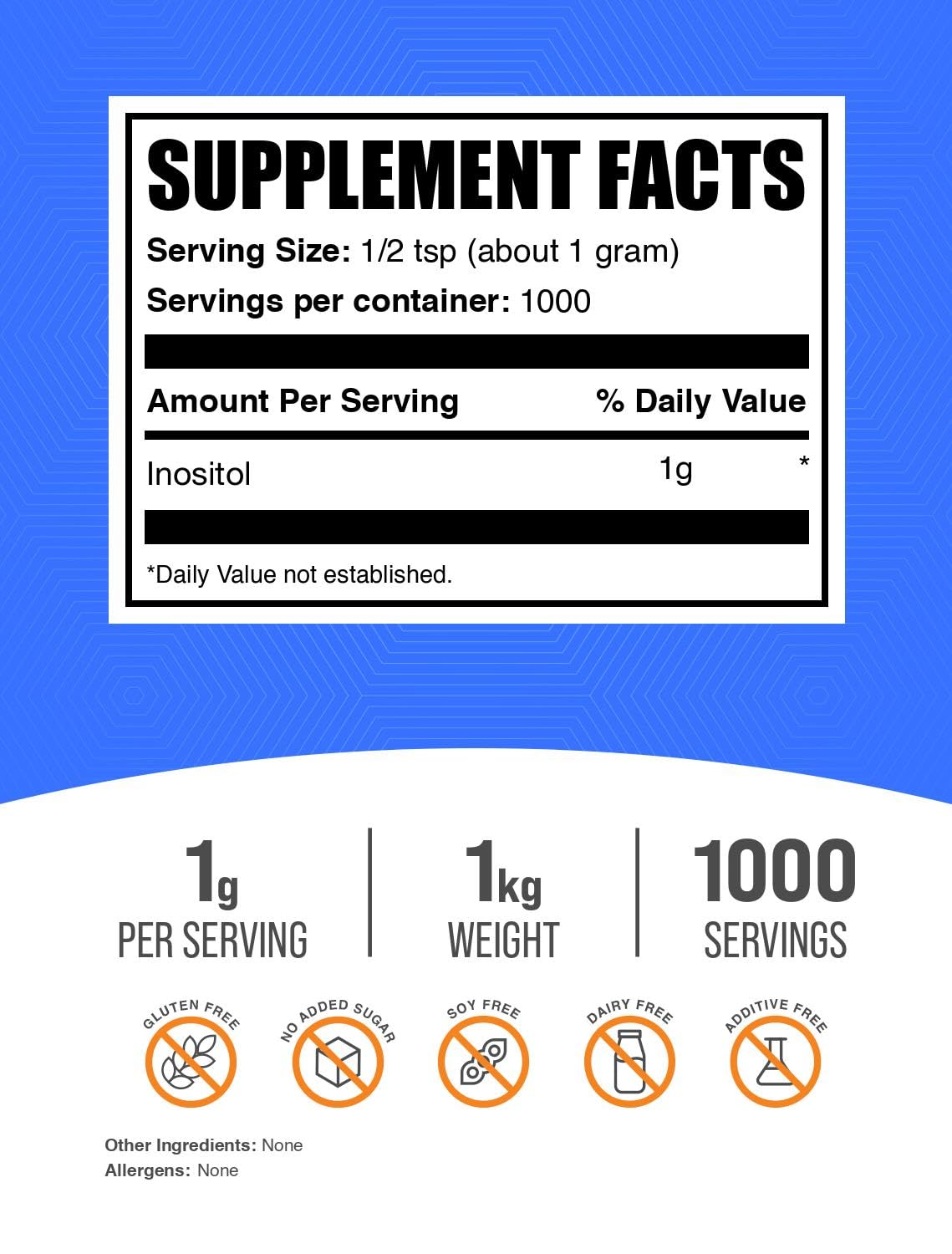 Pouring BulkSupplements Inositol powder into a scoop for convenient supplementation