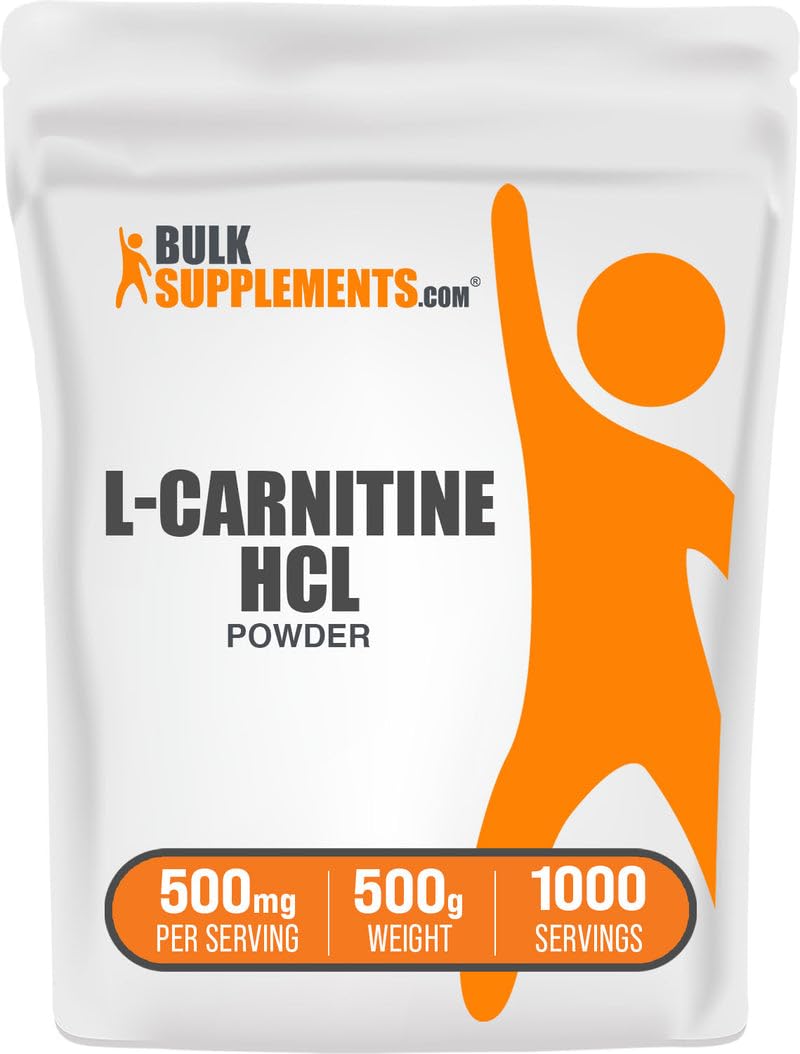 BulkSupplements L-Carnitine HCl powder bottle for active training support.