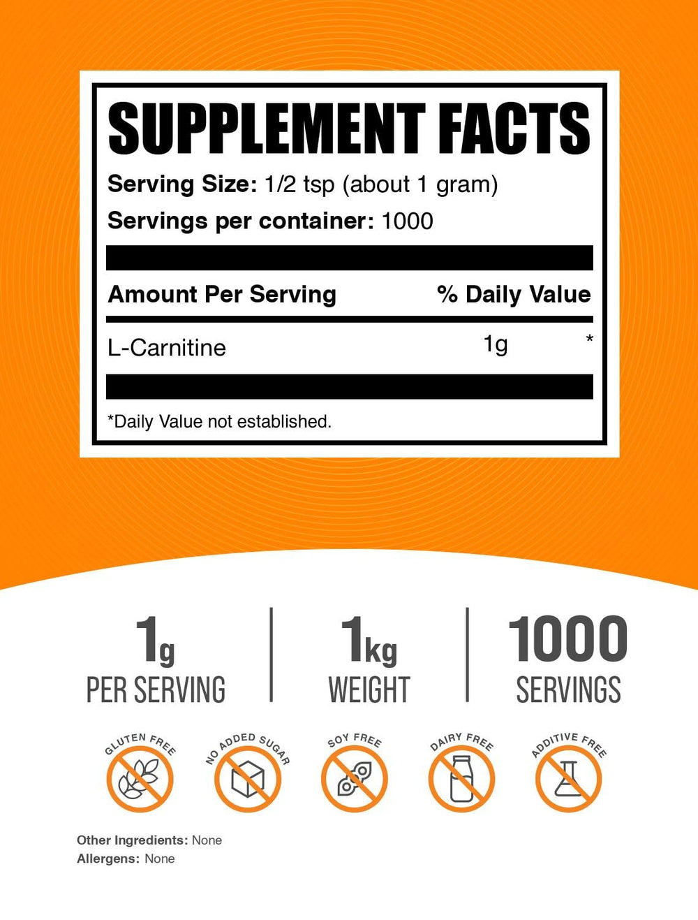 BulkSupplements L-Carnitine powder scoop for easy daily dosing
