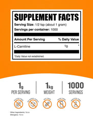 BulkSupplements L-Carnitine powder scoop for easy daily dosing