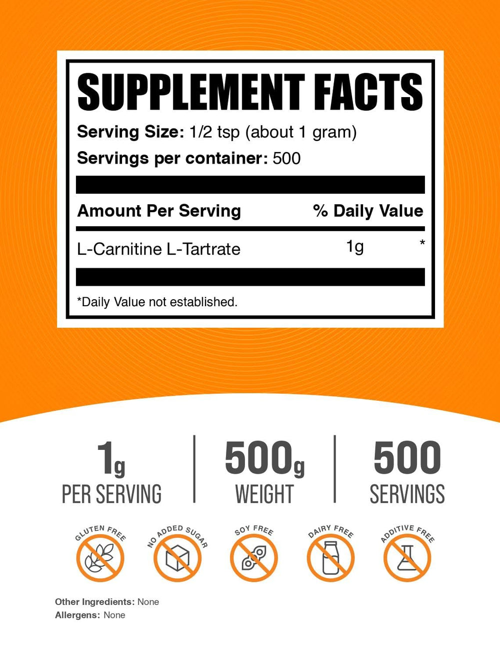 BulkSupplements L-Carnitine Tartrate powder scoop for precise measurement during workouts
