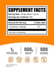 BulkSupplements L-Carnitine Tartrate powder scoop for precise measurement during workouts