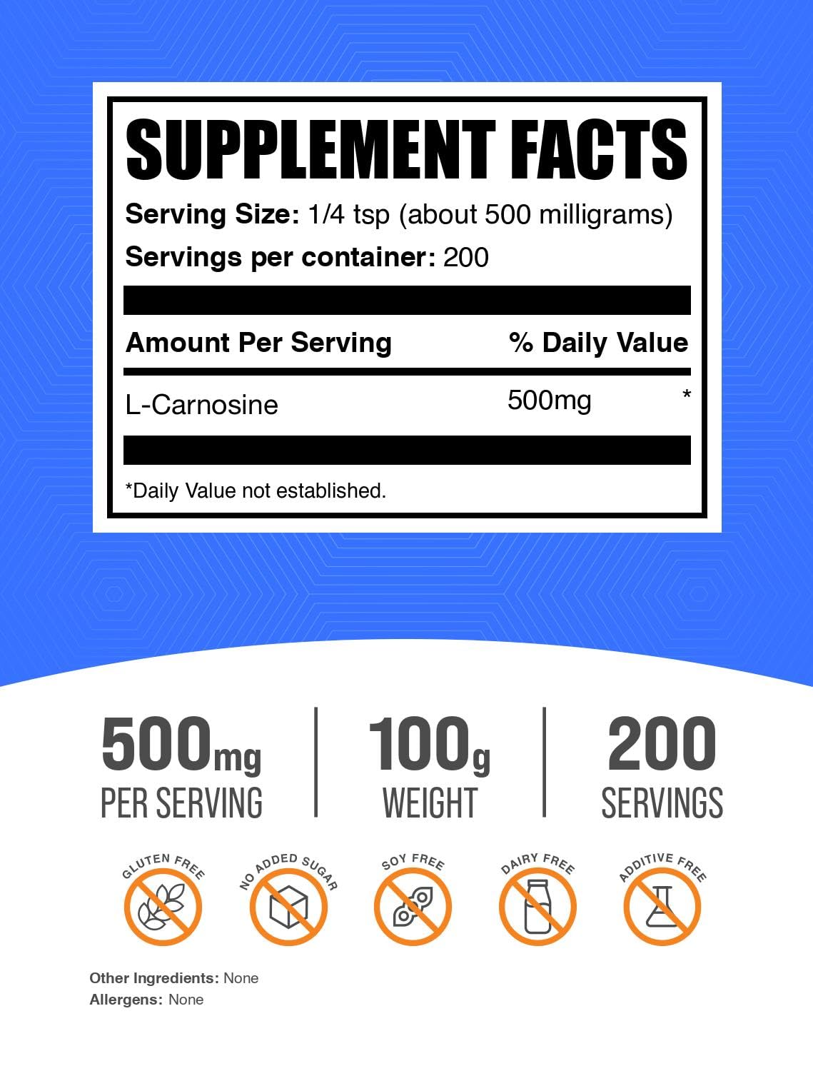 BulkSupplements L-Carnosine powder scoop for precise measurement