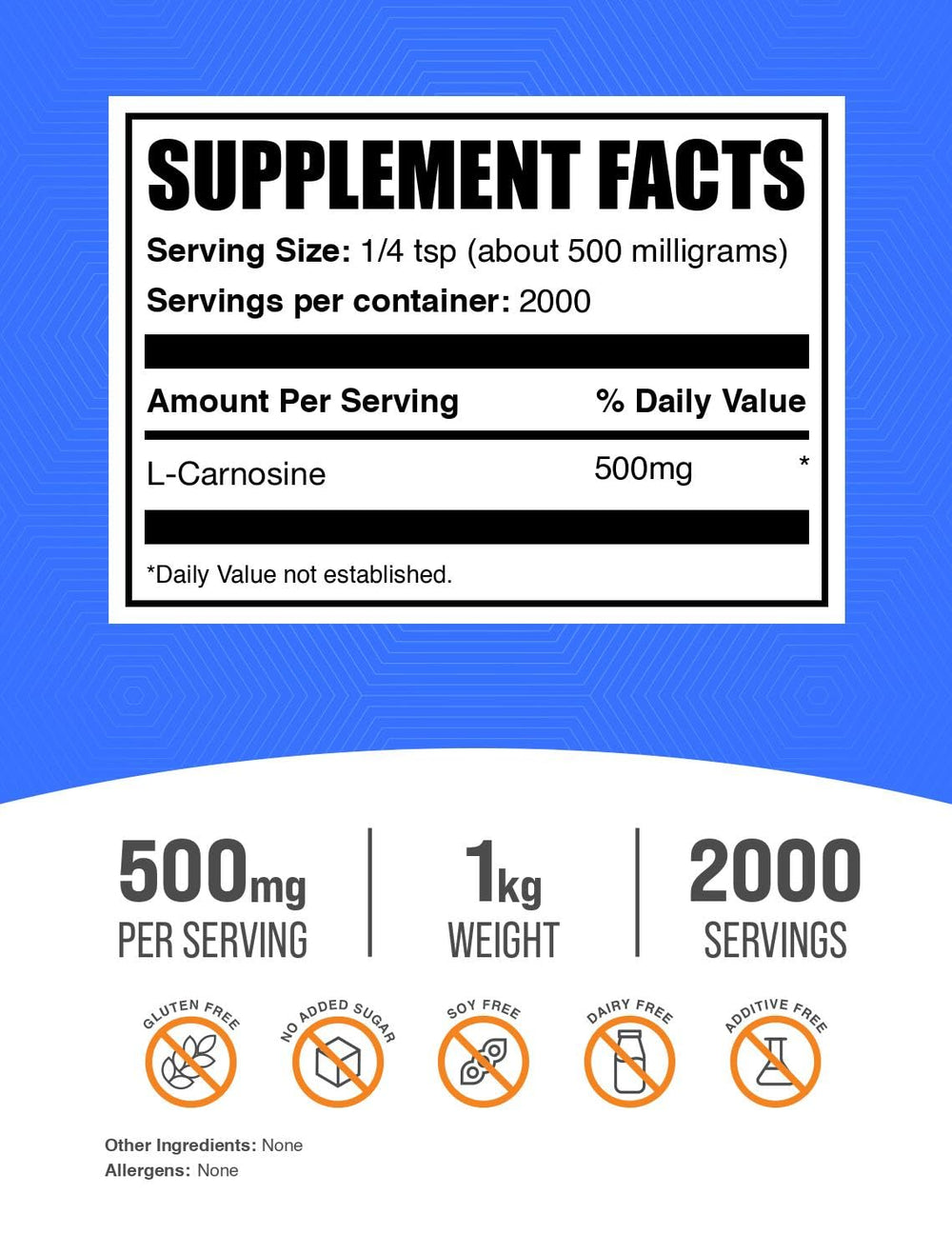 BulkSupplements L-Carnosine Powder canister on kitchen counter, easy to mix