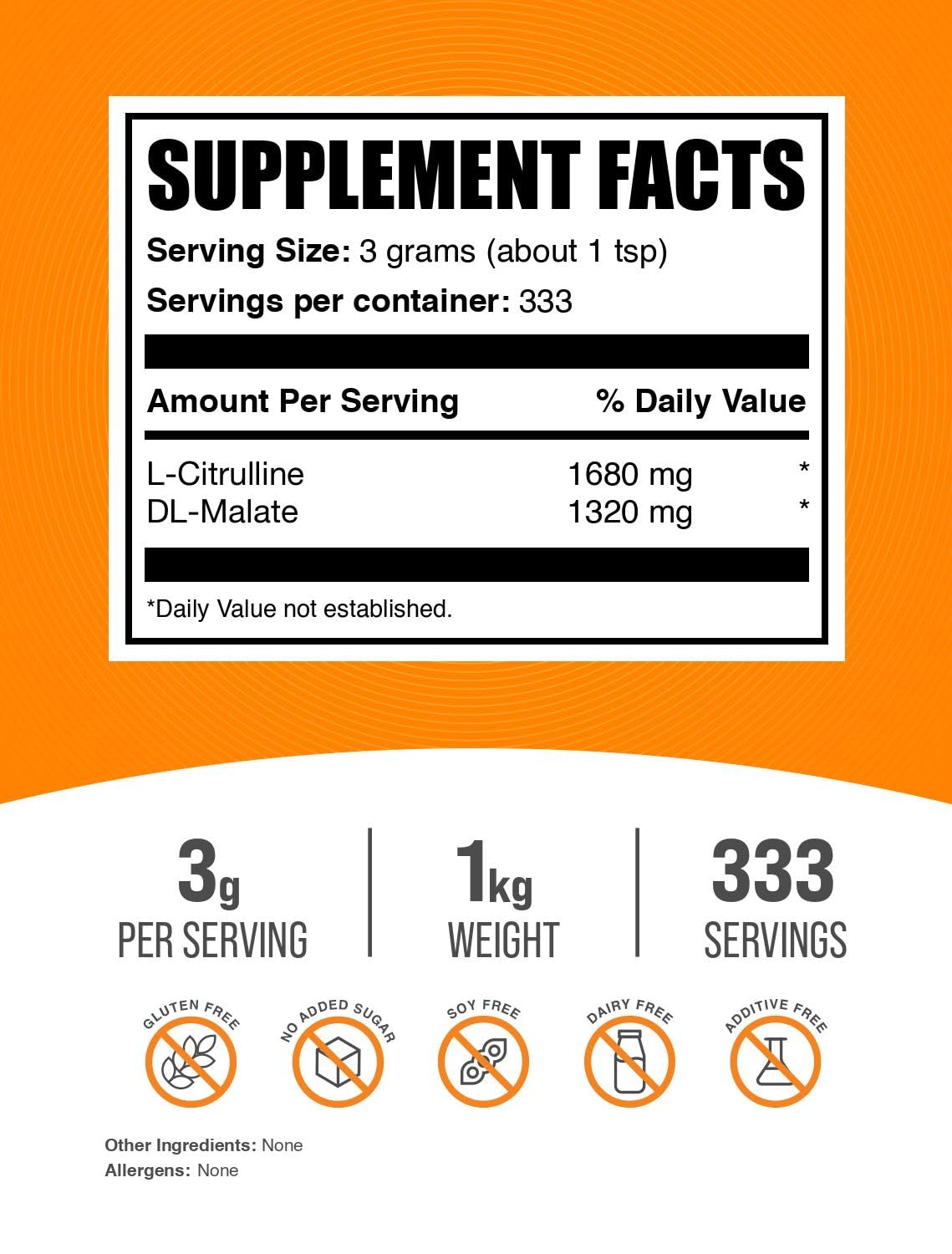 BulkSupplements L-Citrulline Malate 1:1 powder scoop enables precise pre-workout portions.