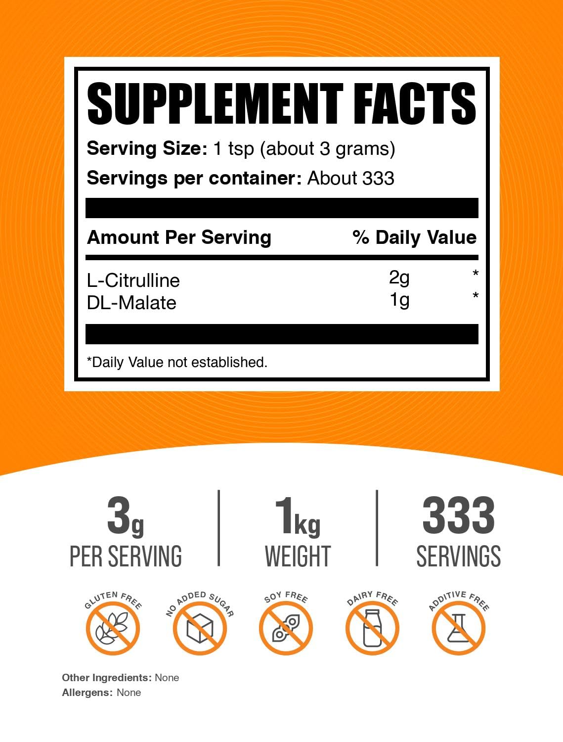 BulkSupplements L-Citrulline Malate powder scoop for easy, precise workout dosing.