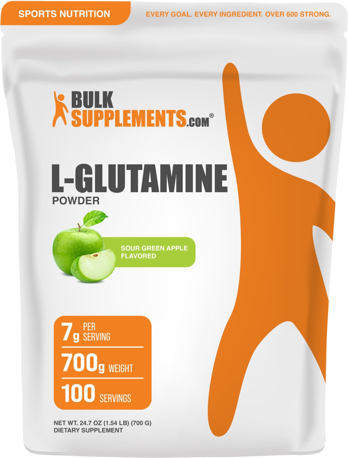 BulkSupplements L-Glutamine powder in a jar for daily training support