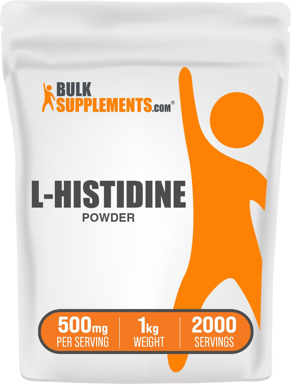 BulkSupplements L-Histidine Base powder bottle for easy daily use