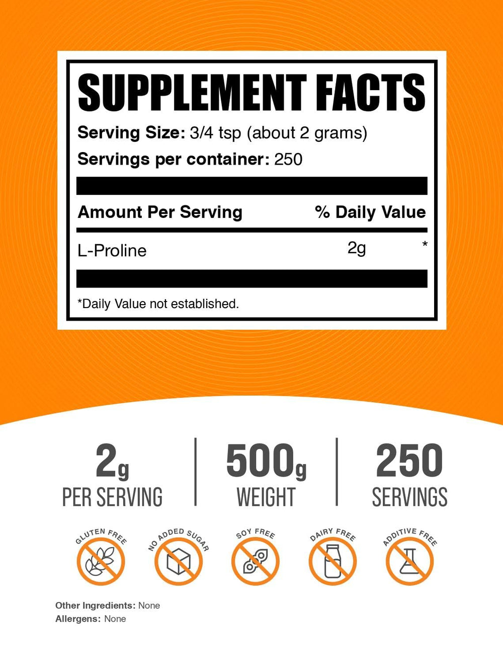 BulkSupplements L-Proline powder dissolves cleanly when stirred into shakes.