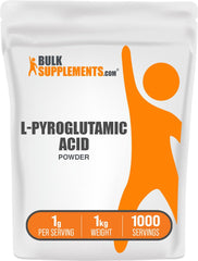 BulkSupplements L-Pyroglutamic Acid powder bottle supporting daily wellness routines.