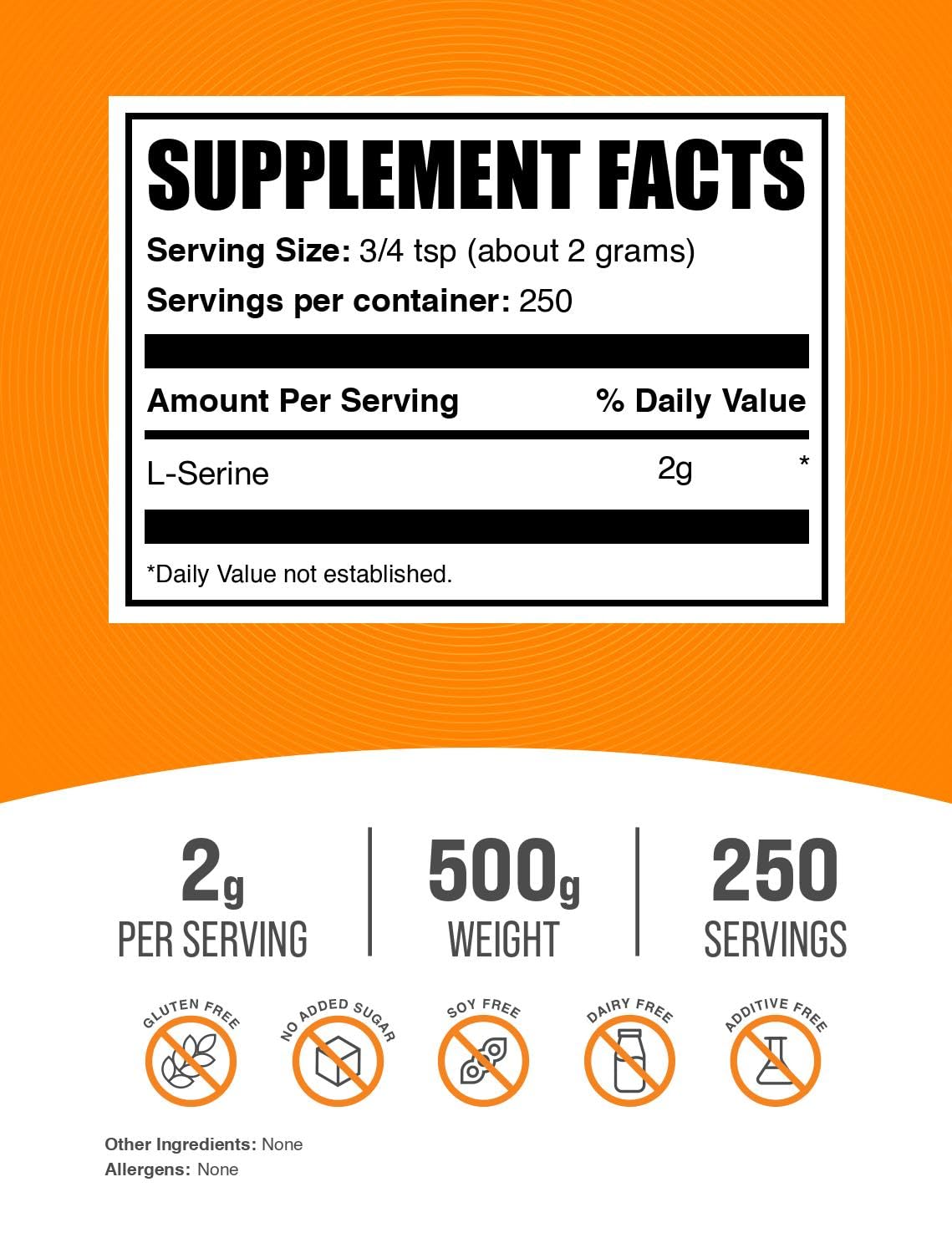 BulkSupplements L-Serine powder with scoop for easy daily use.