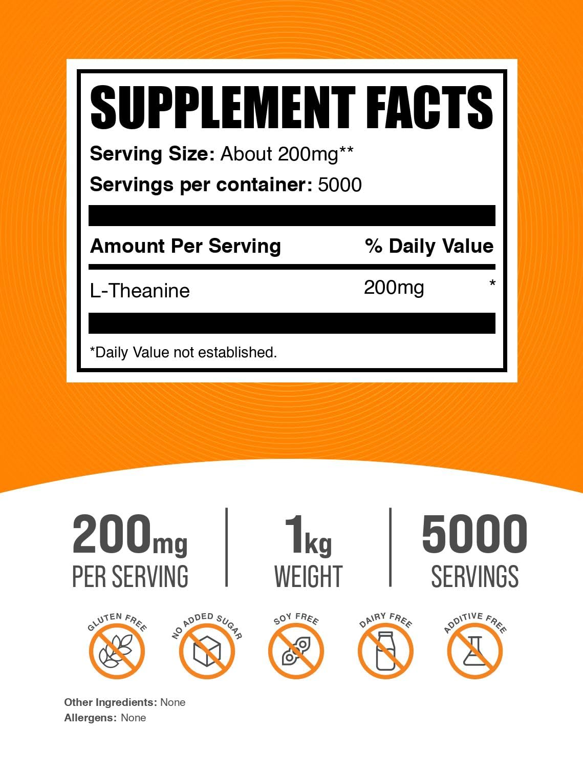 BulkSupplements L-Theanine powder being poured into glass, easy to mix with beverages.