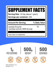 BulkSupplements Lactase Enzyme being stirred into a dairy beverage to support lactose digestion.