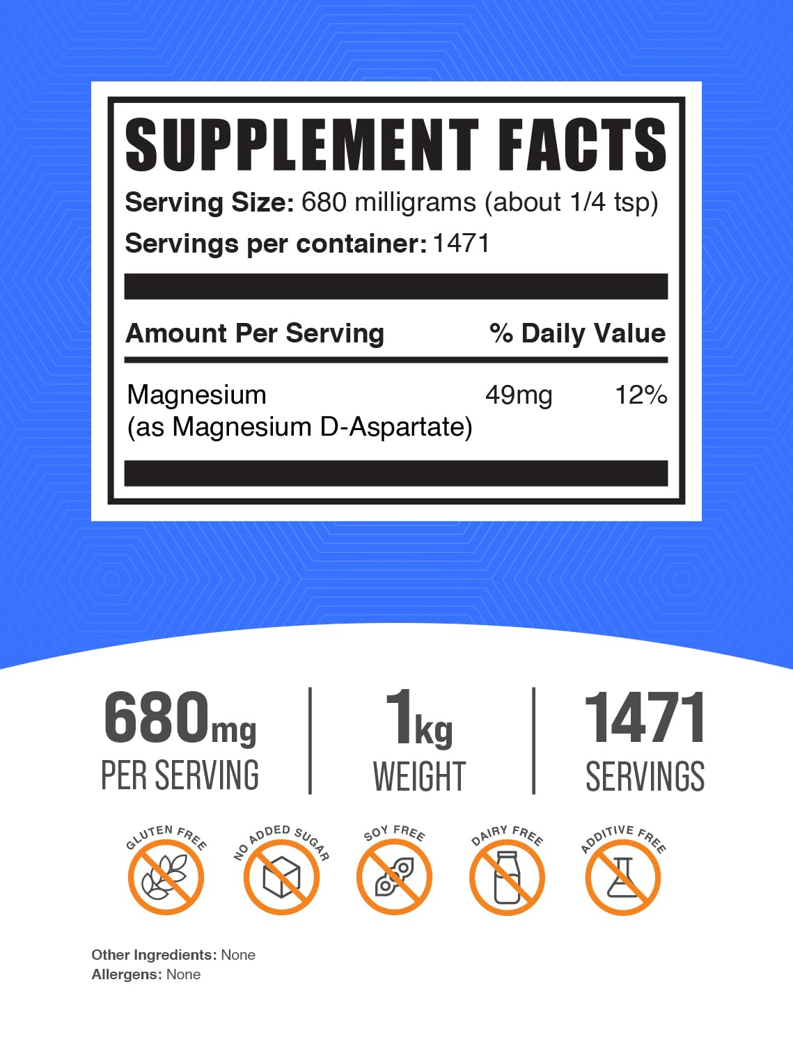 BulkSupplements Magnesium D-Aspartate powder scoop for easy daily dosing.