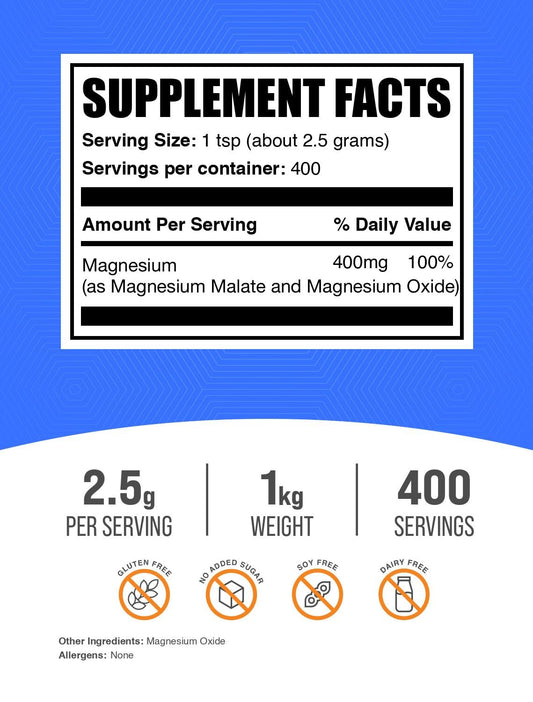 BulkSupplements Magnesium Malate Powder being poured into a glass for easy blending.