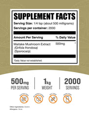 Maitake Mushroom Extract powder with measuring spoon for precise servings.