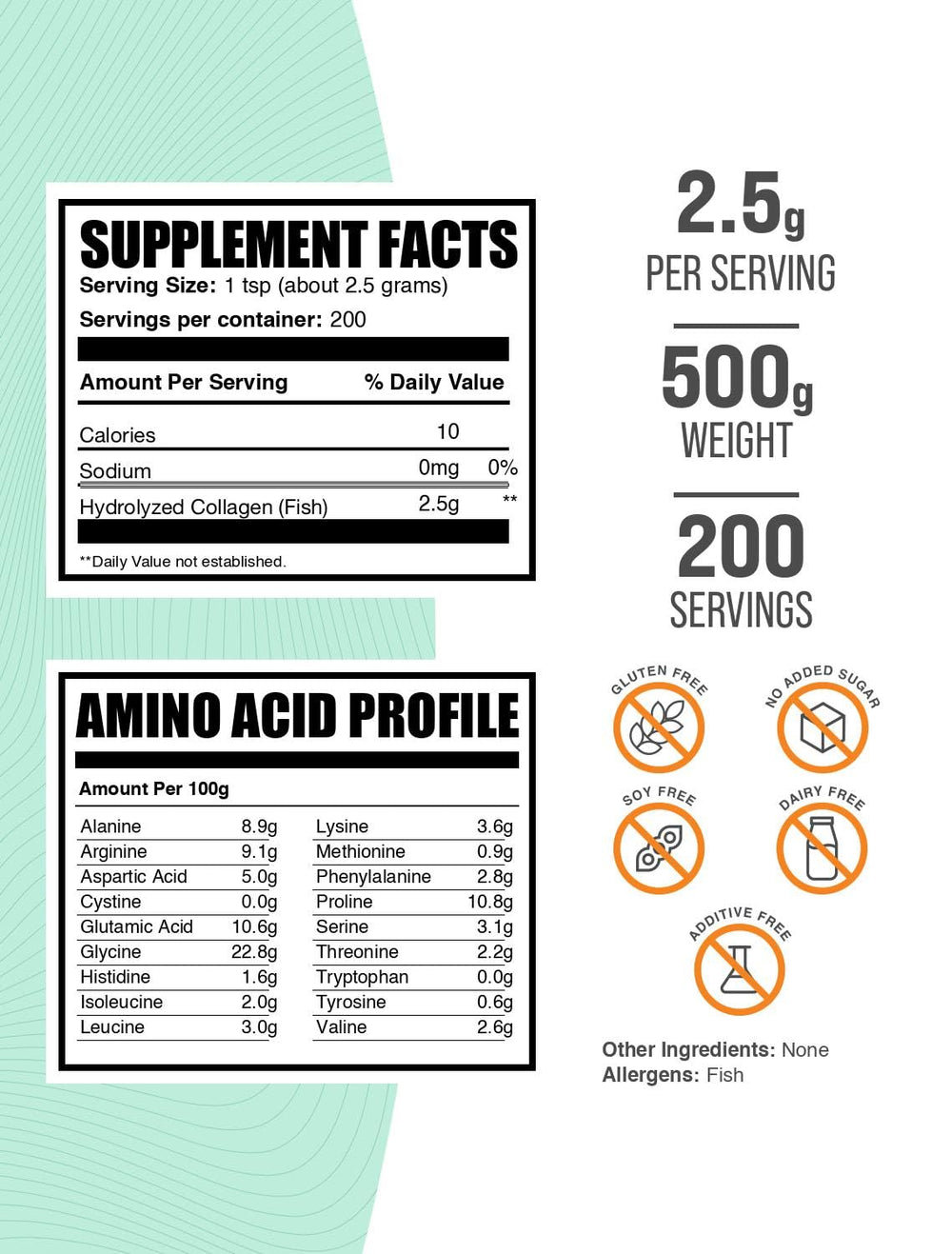 BulkSupplements Marine Collagen Powder scoop for easy portion control.
