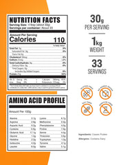 BulkSupplements micellar casein powder serving scoop suitable for versatile shakes.