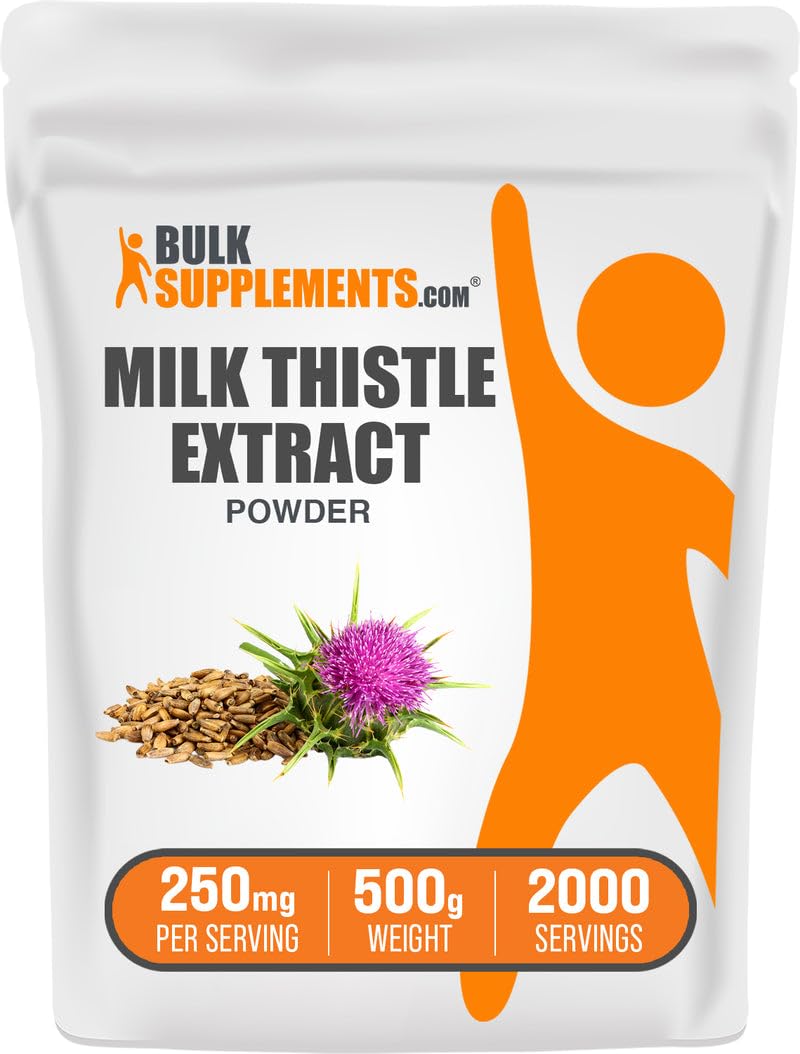 BulkSupplements Milk Thistle Extract Powder bottle for daily wellness support.