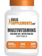 BulkSupplements Multivitamin for Men 50+ softgels bottle supports daily vitality.