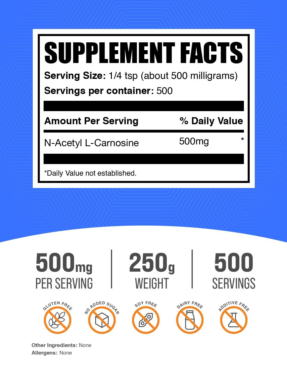 BulkSupplements N-Acetyl L-Carnosine powder pour shows convenient serving for smoothies.
