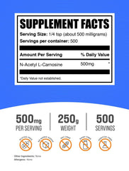 BulkSupplements N-Acetyl L-Carnosine powder pour shows convenient serving for smoothies.