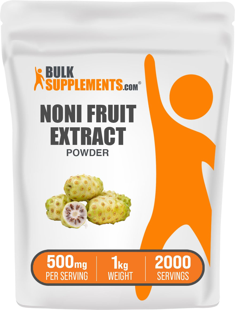 BulkSupplements Noni Fruit Extract Powder packaging for convenient daily use.